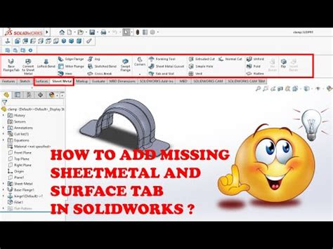 solidworks sheet metal tab not showing|solidworks surface tab missing.